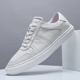 Men Casual Shoes Luxury Brand Fashion Black White Sneakers Men 100% COw Leather Breathable Soft Walking Footwear