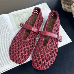 Eilyken Spring Fashion Hand Weaving Hollow Out Buckle Strap Flats Heels Women Sandals Designer Comfortable Ballet Banquet Shoes