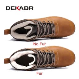 DEKABR Winter Warm Men Boots Genuine Leather Fur Plus Men Snow Boots Handmade Waterproof Working Ankle Boots High Top Men Shoes