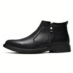 Autumn and Winter New High-Top Leather Shoes for Men, Zippered Leather Boots, Fashionable Versatile Business Casual Shoes, Men's Formal Shoes, Chelsea Boots