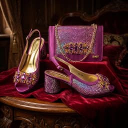 New INS Style Fashion Itlian Design High Heels Shoes  and Bag Set Rhinestone-Embellished Designer Shoes Heel Perfect for Party