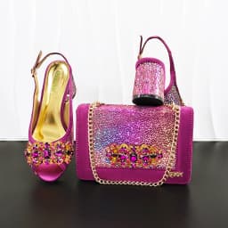 New INS Style Fashion Itlian Design High Heels Shoes  and Bag Set Rhinestone-Embellished Designer Shoes Heel Perfect for Party