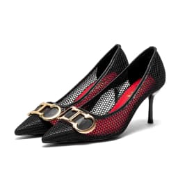 C-H High Heels Red 2026 Spring New Hollow Business Women's Shoes 7cm Red Evening Shoes net