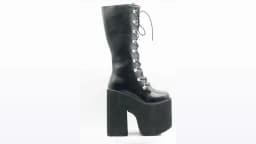 Gdgydh Large Size 43 Thick Platform Extreme High Heels Cool Motorcycles Boots Punk Style Shoelaces Knee High Boots Winter