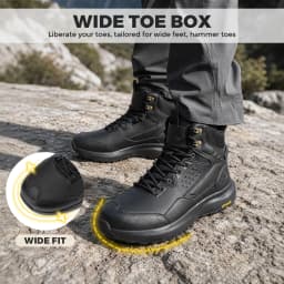 FitVille Men's Boots Water Resistant Extra Wide Toe High-top Hiking Shoes for Men Non-Slip Outdoor Tactical Combat Military Boot