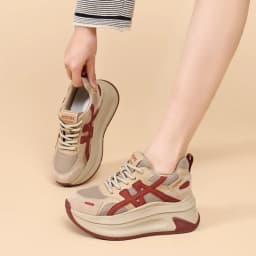 New Arrival 2026 Spring Chunky Sneakers Women's Thick Bottom Casual Mesh Shoes 8CM High Platform Breathable Sports Dad Shoes