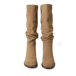 ASUMER Size 34-42 Cow Suede Leather Women Boots Pleated Low Heels Winter Boots Handmade Ladies Casual Western Boots Lady Shoes