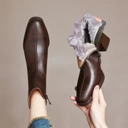 FEDONAS Wool Ankle Boots Genuine Leather Shoes For Women Thich High Heels Basic Short Boots Warm Winter Snow Boots Female Shoes
