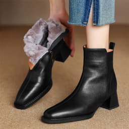 FEDONAS Wool Ankle Boots Genuine Leather Shoes For Women Thich High Heels Basic Short Boots Warm Winter Snow Boots Female Shoes