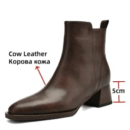 FEDONAS Wool Ankle Boots Genuine Leather Shoes For Women Thich High Heels Basic Short Boots Warm Winter Snow Boots Female Shoes