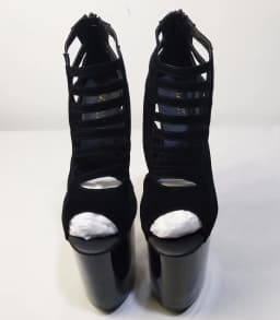 The 17-20cm stage of the super black high heels shows the sandals of the nightclub fashion women's shoes.