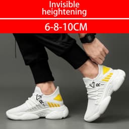 Men's 8cm Mesh Concealed Height Increasing Shoes Casual Soft Tread Sports Shoes Comfortable Anti Slip Leisure Shoes