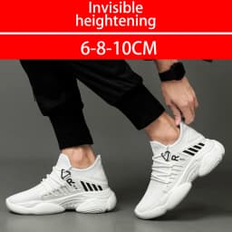 Men's 8cm Mesh Concealed Height Increasing Shoes Casual Soft Tread Sports Shoes Comfortable Anti Slip Leisure Shoes