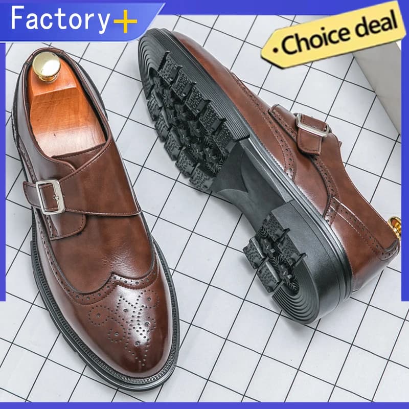 High Quality Brogues Party Wedding Shoes For Men Formal Office Men's Dress Shoes Slip On Casual Leather Business Loafers Shoes