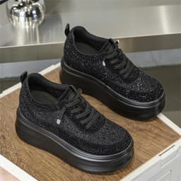 9cm Air Mesh Micrifiber Synthetic Leather Summer Chunky Sneakers Breathable Platform Wedge Women Vulcanize Hollow Shoes