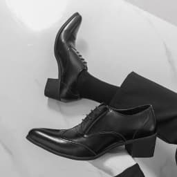 New Style Pointed-Toe Business Formal Leather Shoes for Men - English Style High-Heeled Brogue Trendy Casual Men's Shoes