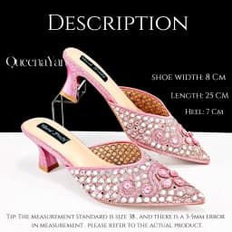 QUEENA YAN Luxury Pink Rhinestone Party Shoes and Clutch for Women- Elegant Crystal Heels with Matching Evening Bag