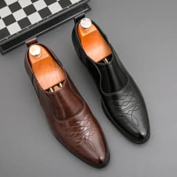British Thick High Heeled 6CM Dress Leather Shoes Men High Quality Casual Business Shoes For Men Platform Social Wedding Shoes