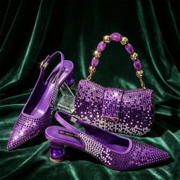 Hot Fuchsia Full Rhinestone Slingback Heels Matching Clutch Bag Set Women Luxury Crystal Pointed Shoes for Wedding Evening Party