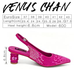 Hot Fuchsia Full Rhinestone Slingback Heels Matching Clutch Bag Set Women Luxury Crystal Pointed Shoes for Wedding Evening Party