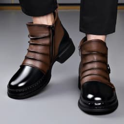 mens fashion stage nightclub original leather boots black brown shoes brand designer cowboy platform boot cool ankle botas male