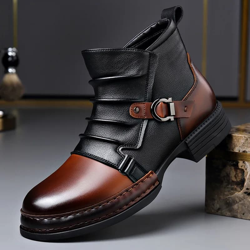 mens fashion stage nightclub original leather boots black brown shoes brand designer cowboy platform boot cool ankle botas male