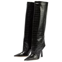 Aneikeh Fashion Pointed Toe Design Women Knee-High Boots Thin High Heels Shoes Autumn Winter Ladies Long Booties