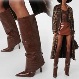 Aneikeh Fashion Pointed Toe Design Women Knee-High Boots Thin High Heels Shoes Autumn Winter Ladies Long Booties