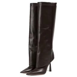 Aneikeh Fashion Pointed Toe Design Women Knee-High Boots Thin High Heels Shoes Autumn Winter Ladies Long Booties