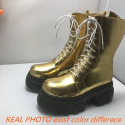 REAVE CAT 8cm Heel 5.5cm Platform Mortorcycle Boots Midcalf Autumn Strap Up Antislip Shoes Big Size 41 42 43 44