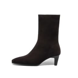 2025 New Trend Autumn Winter Cow Suede Women Mid Calf Boots Green Chocolate Ladies High Chunky Heels Side Zipper Square Toe Boot