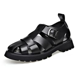 2026 Summer Gladiator Sandals New Breathable Casual Men Genuine Leather Sandals Hollow Beach Shoes Men Black Sizes 38-48 sandals