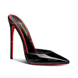 Black Toe Sandals with Pointed Toes Women's High Heels, Ultra-Fine Heels, Straight Back, Half Empty Slippers for Wearing Outside