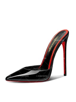 Black Toe Sandals with Pointed Toes Women's High Heels, Ultra-Fine Heels, Straight Back, Half Empty Slippers for Wearing Outside
