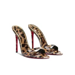 Summer New Leopard Print Pointed Semi Drag Minimalist High Heels for Women, Ultra-Fine Heel Slippers, Open Toed Sandals