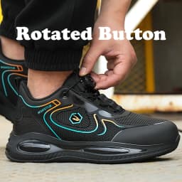 Waterproof Men Safety Shoes Steel Toe Sneakers Rotated Button Puncture Proof Work Safety Boots Man Air Cushion Working Footwear
