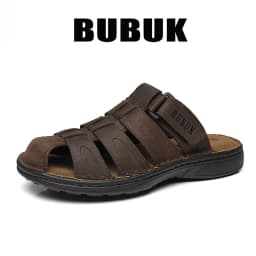 Bubuk Men's New Fashion Open-Toe Casual Summer Slippers, Adjustable, Non-Slip, Suitable for All Seasons, Comfortable Soft-Soled Beach Shoes
