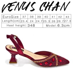 Elegant Wine Color Rhinestone & Pearl Slingback Heels with Matching Top Handle Handbag Set for Women - Formal Wedding & Prom