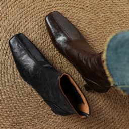 Women's sheepskin square toe 5.5cm thin high heel back zip autumn ankle boots elegant ladies slim daily dress short booties shoe