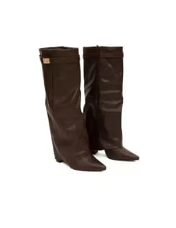 2026 Autumn/Winter New Extended Edition Pointed Ultra High Thick Bottom Metal Buckle Side Zipper Fashion Boots Size 34-48