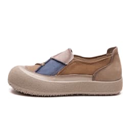 DRKANOL 2026 Spring Women Slip On Loafers Flat Platform Shoes Mixed Colors Patch Genuine Leather Round Toe Casual Single Shoes