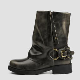 Eilyken 2026 Winter Vintage Pleated Round Toe Ankle Boots For Women Color Zipper Buckle Square Heels Punk Gothic Boots Mujer