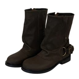 Eilyken 2026 Winter Vintage Pleated Round Toe Ankle Boots For Women Color Zipper Buckle Square Heels Punk Gothic Boots Mujer