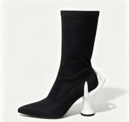 New Spring/Autumn Women's Finger Weird Heels Mid-Calf Boots Pointed Toe Slip On Fashion Sexy Elastic Mid-Calf Boots For Women