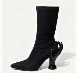 New Spring/Autumn Women's Finger Weird Heels Mid-Calf Boots Pointed Toe Slip On Fashion Sexy Elastic Mid-Calf Boots For Women