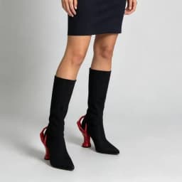 New Spring/Autumn Women's Finger Weird Heels Mid-Calf Boots Pointed Toe Slip On Fashion Sexy Elastic Mid-Calf Boots For Women