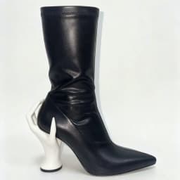 New Spring/Autumn Women's Finger Weird Heels Mid-Calf Boots Pointed Toe Slip On Fashion Sexy Elastic Mid-Calf Boots For Women