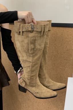 Pointed Toe Knee-High Boots For Women Khaki Wide Tube Long Boots Designer Fashion High Heels Elegant Shoes Botas Knight Boots
