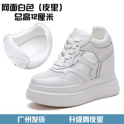 12cm Platform Elevator Sneakers Women Casual White Shoes Genuine Leather 8cm Height Increasing Shoes Female Summer Mesh Sneakers