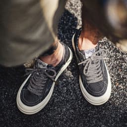 MADEN Black Denim Skate Sneakers Men Japanese Vintage Chunky Thick Sole Height Increasing City Boy Loose Casual Mens Shoes